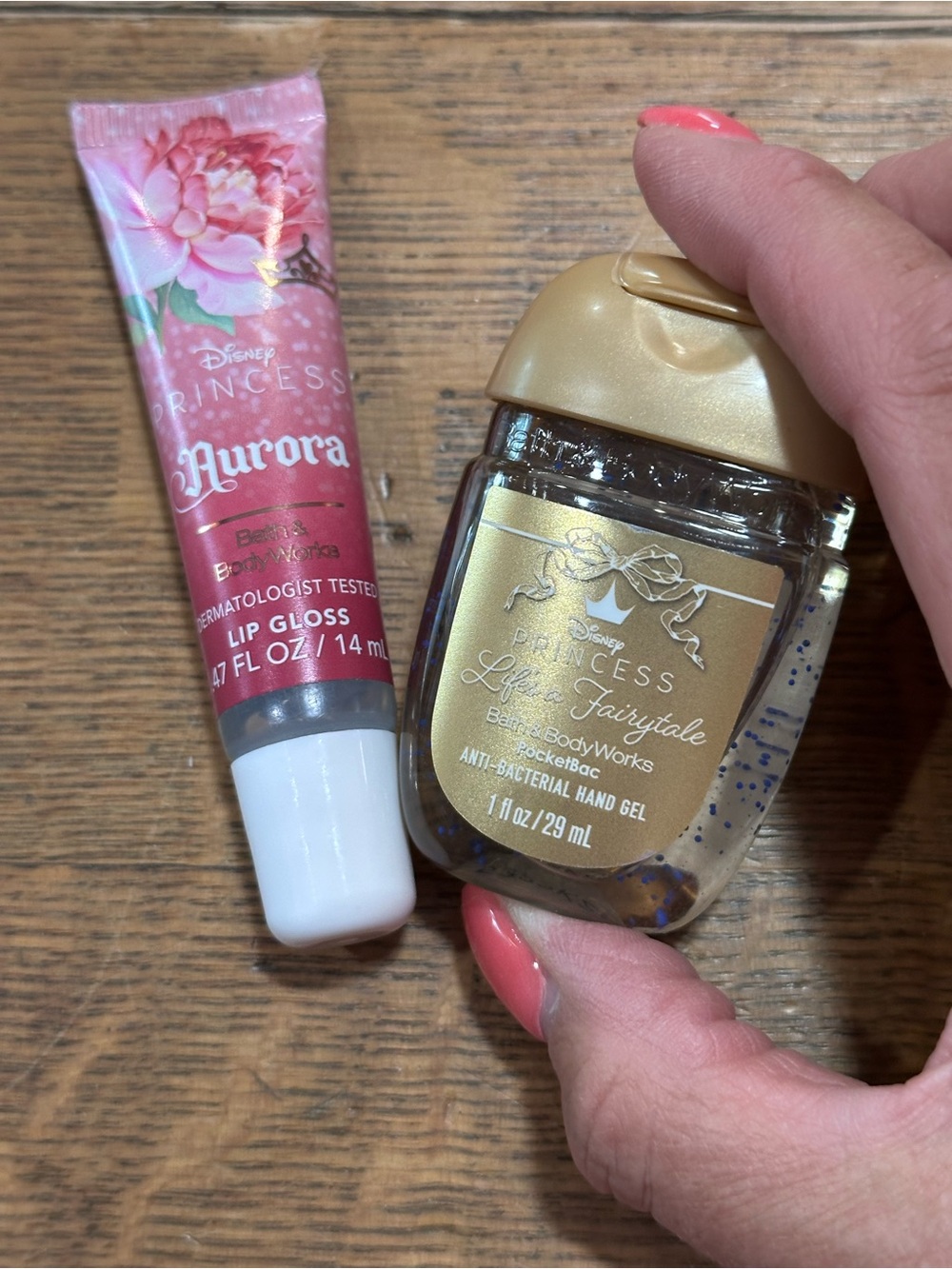 Disney Princess Aurora Pink Lip Gloss & Gold Hand Gel Duo